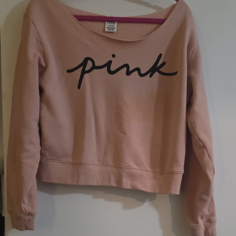Victoria's Secret PINK Off-the-Shoulder Sweatshirt in Dusty Pink